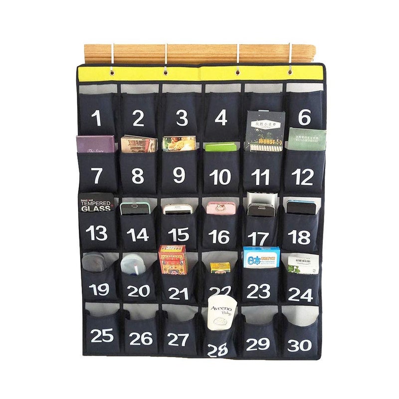 ANIZER Numbered Cell Phones and Calculator Holder Classroom Pocket Chart Wall Door Hanging Organizer for Sundries (30 Pockets with Digital) - Image 3